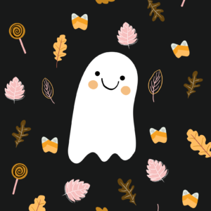Cute Halloween Ghost Illustration – Aesthetic Fall Digital Background