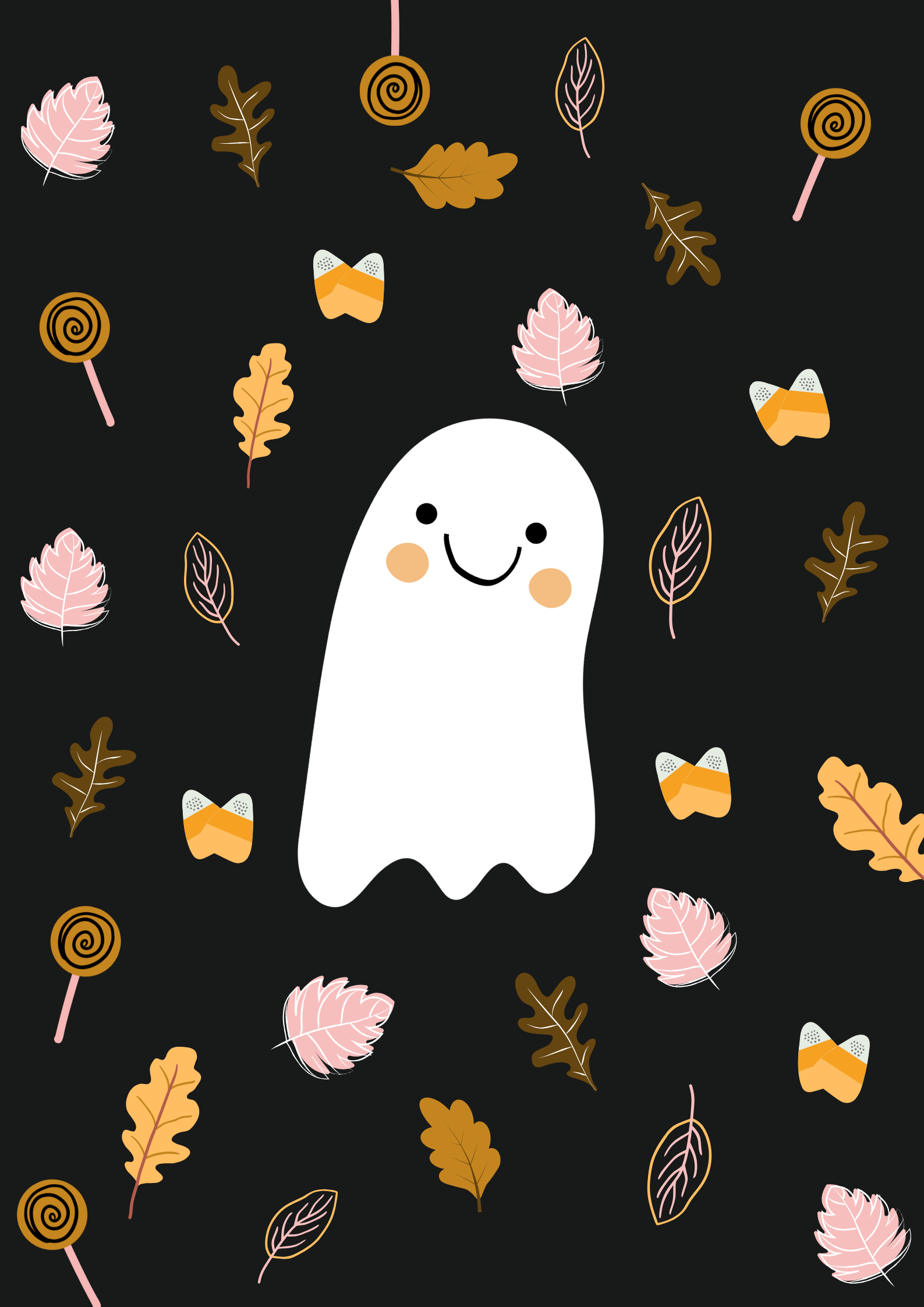 Cute Halloween Ghost Illustration – Aesthetic Fall Digital Background